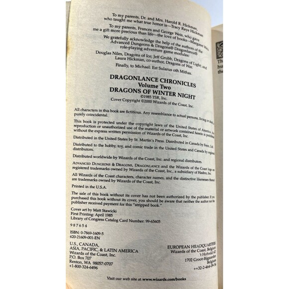 Dragons of Winter Night: Dragonlance Chronicles Volume II 2000 Paperback - Picture 5 of 9